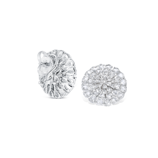 Rose Cut Diamond Cluster Earrings, 9.45 carats