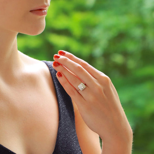 Art Deco Style 0.48ct Old Cut Diamond Cluster Ring in Platinum