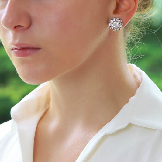 Antique Victorian Diamond Cluster Stud Earrings