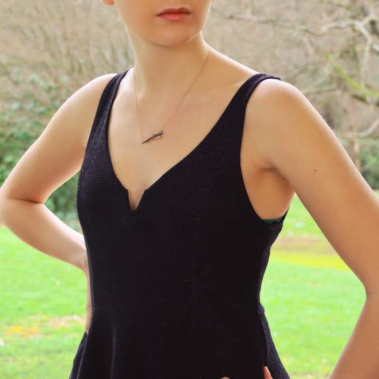 Victorian Rose Cut Diamond Set Hunting Rifle Pendant Necklace in 18ct Rose Gold