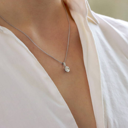 Classic Certified 1.28 Carat Diamond Solitaire Pendant in 18ct White Gold