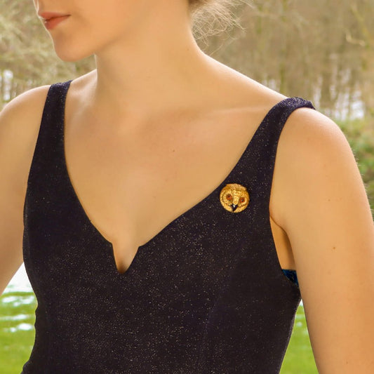 Antique Victorian Yellow Gold Owl Brooch