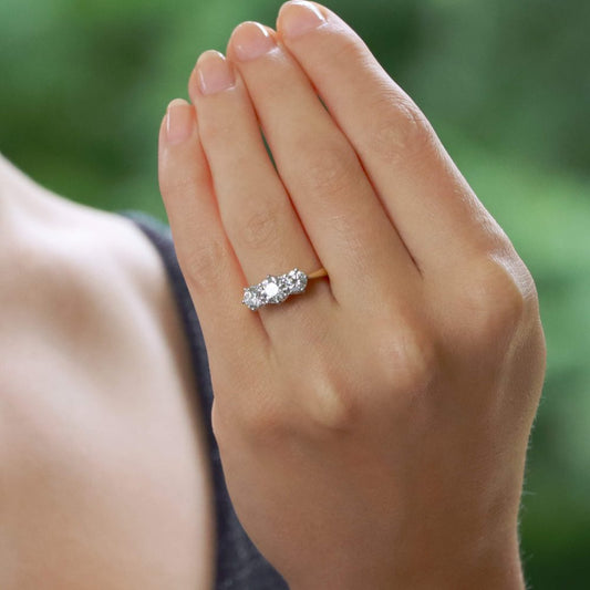 GIA Certified Diamond Three Stone Ring in 18ct Yellow Gold