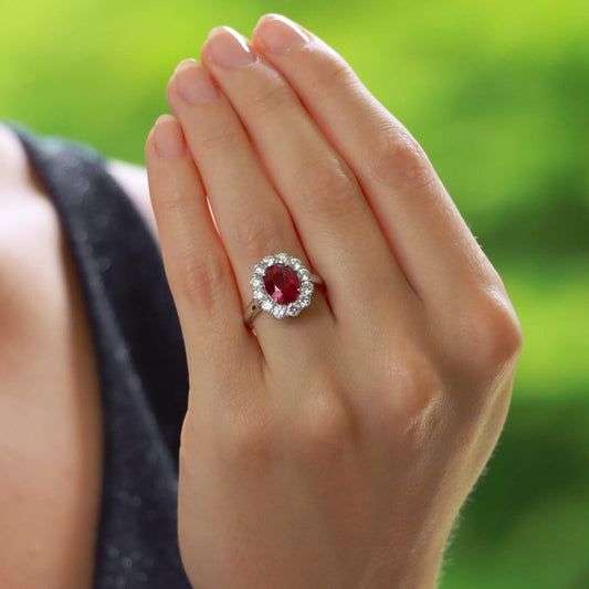 2.94ct Ruby and Diamond Cluster Ring