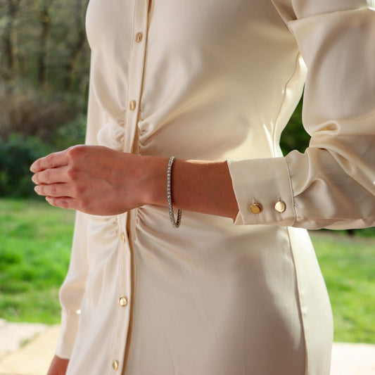 3.04ct Old Cut Diamond Line Tennis Bracelet in Platinum