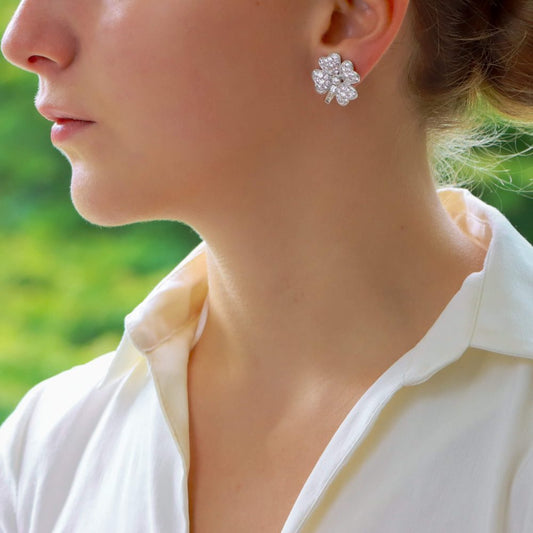 7.36ct Diamond Studded Four Leaf Clover Earrings