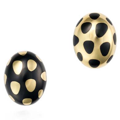 Tiffany and Co Angela Cummings Black Jade and Gold Earrings