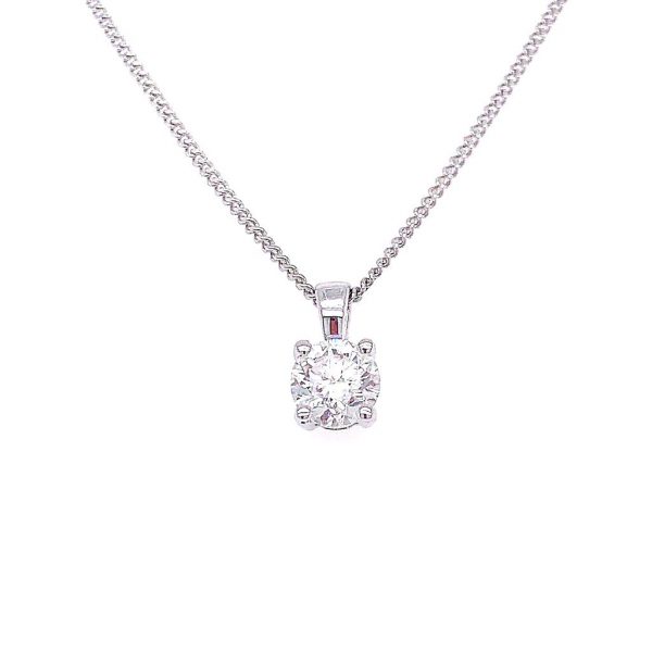 Solitaire Diamond Pendant, 0.90 carats, 18ct White Gold
