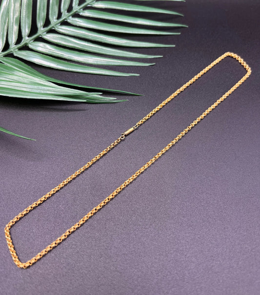 Georgian 18 Carat Gold Chain Textured Round Belcher Link Necklace, Circa 1825