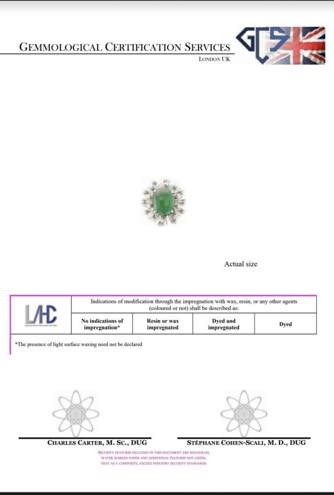 Vintage Certified 3.60ct Natural Jadeite Jade and Diamond Starburst Cluster Ring in 14ct White Gold, Circa 1950s