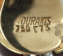 Vourakis Red Enamel, Diamond and 18ct Gold Buckle Clip On Earrings