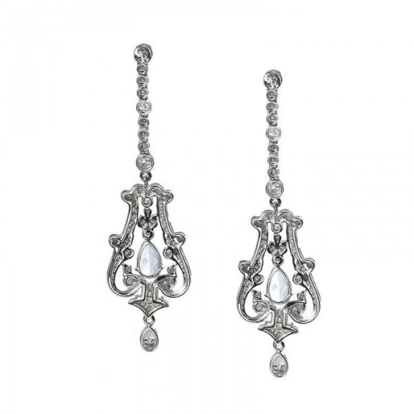 Aquamarine and Diamond Drop Earrings