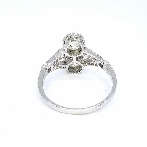 1.60ct Two Stone Diamond Ring; two brilliant diamonds, collet set with openwork under-gallery, diamond set split shoulders, 18ct white gold