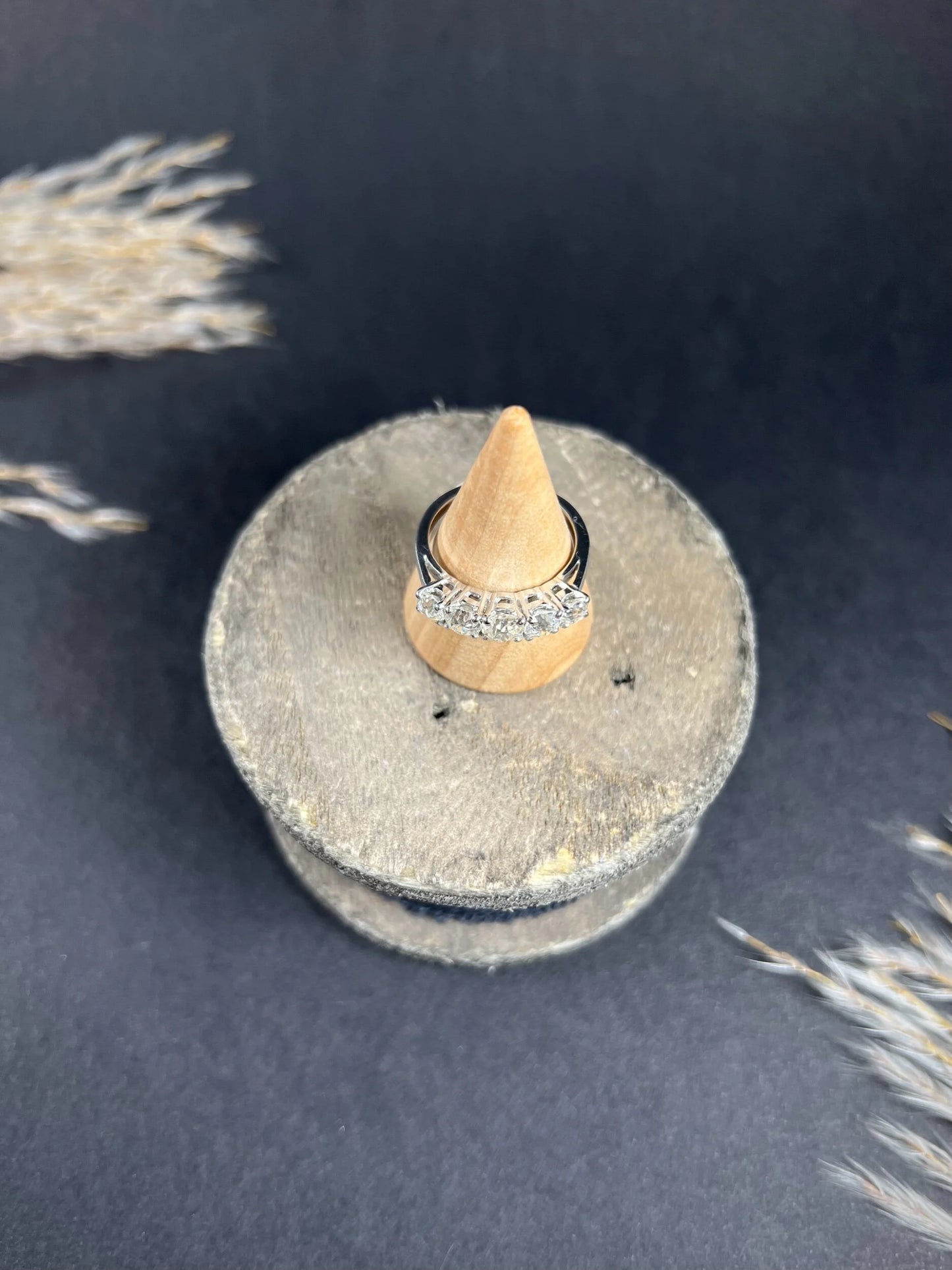 Vintage 18 Carat White Gold 1.75 Carat Five Stone Diamond Engagement Ring