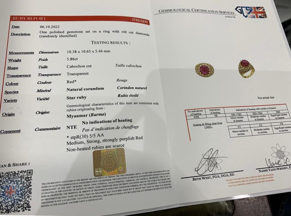 5.86ct Natural Burmese Ruby and Old Cut Diamond Bombe Cocktail Ring with Certificate