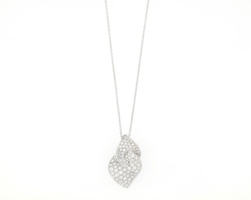 Diamond Set Pendant Necklace, 18ct White Gold
