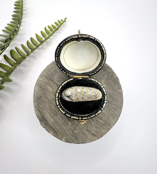 Vintage Diamond Pave Cocktail Ring In 18 Carat Yellow Gold And Platinum