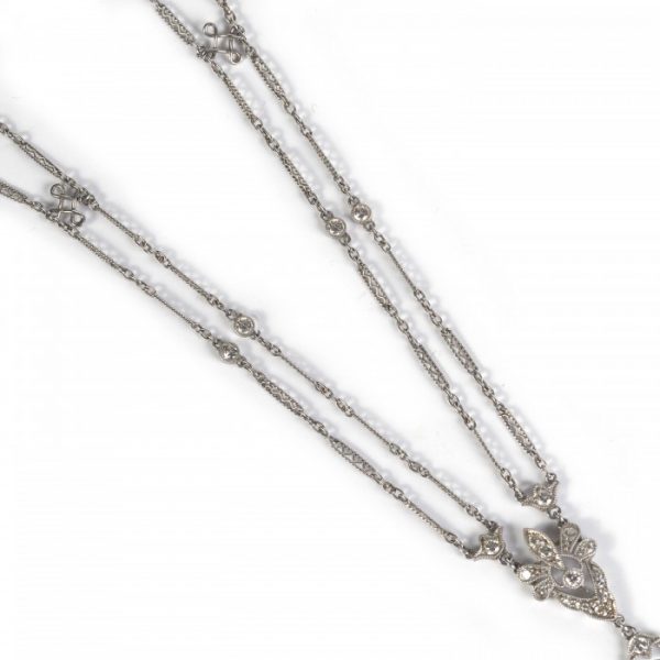 Belle Epoque Diamond and Platinum Lorgnettes Pendant Necklace