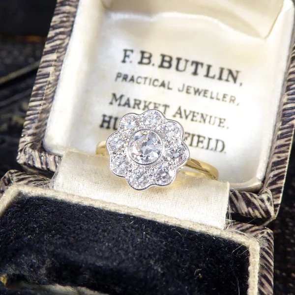 Vintage Daisy Diamond Bezel Set Cluster Ring, 0.91ct