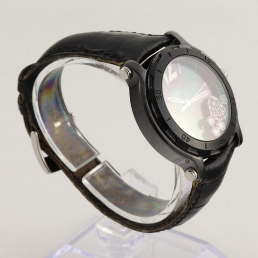 Chopard Happy Sport Ladies Watch with Original Diamonds, Ref 28/8507, Limited Edition of 3000 pieces, black dial with Arabic numerals and free moving diamonds, ceramic case with steel bezel, Quartz movement, on a Chopard black leather strap with buckle, with Chopard box