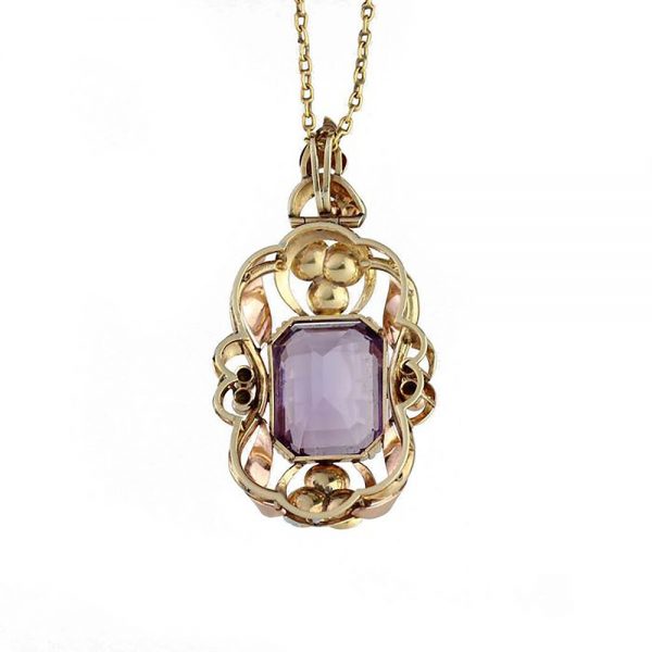 Vintage Amethyst and Gold Pendant, 14 carats