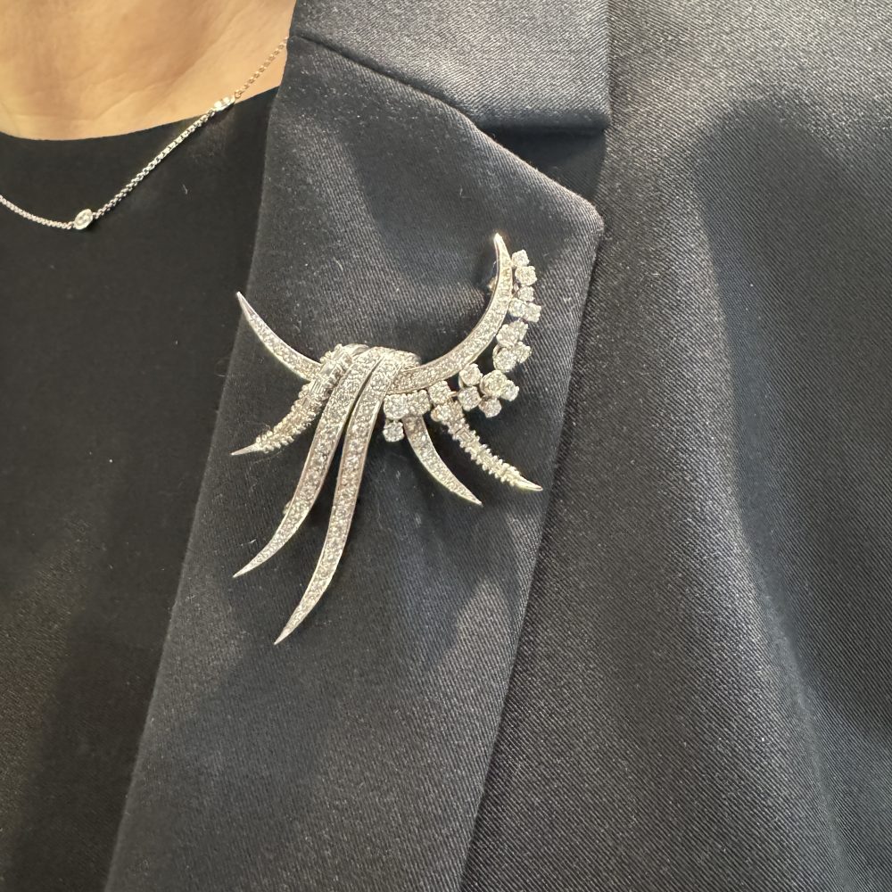 Vintage 2.50ct Diamond Spray Brooch