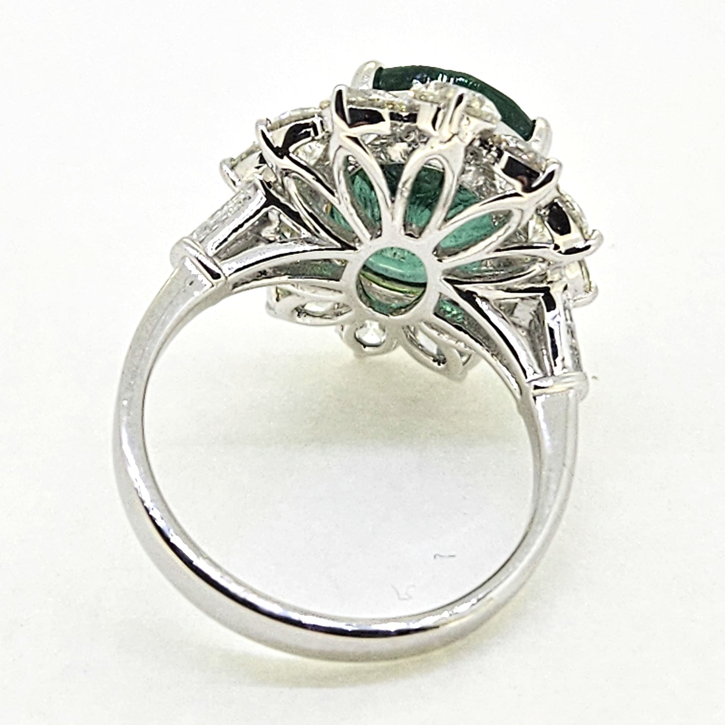 6.61ct Oval Emerald and Diamond Cluster Engagement Ring in 18ct Gold