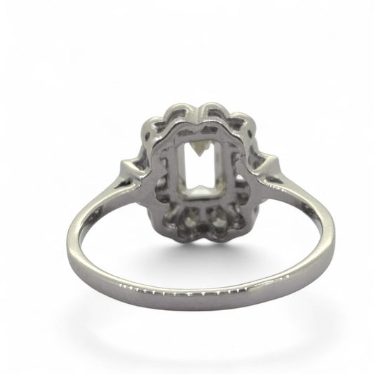 0.99ct Emerald Cut Diamond Floral Cluster Engagement Ring