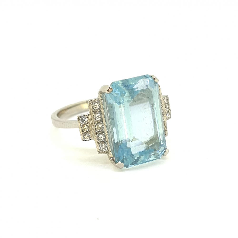 6.20ct Aquamarine and Diamond Cocktail Ring in 18ct White Gold