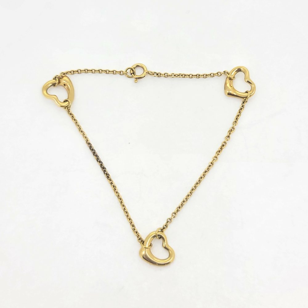 Vintage Tiffany and Co Elsa Peretti Open Hearts Gold Bracelet