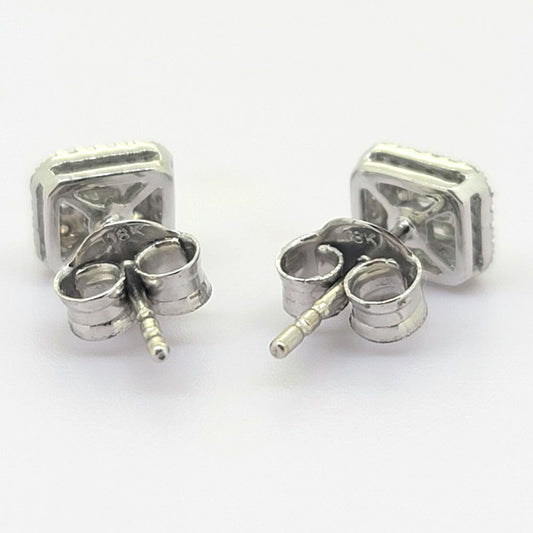 Illusion Set Diamond Cluster Stud Earrings, 0.30 carats