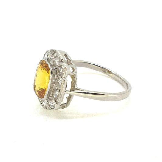 2.10ct Yellow Sapphire and Diamond Floral Cluster Ring