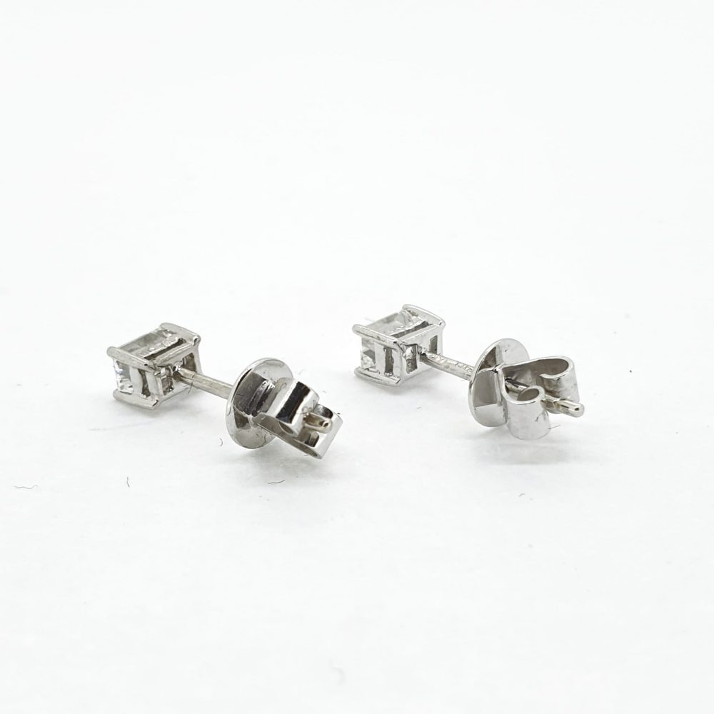 0.50ct Emerald Cut Diamond Stud Earrings in 18ct White Gold