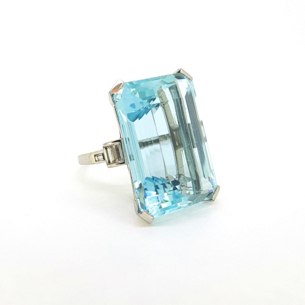 Vintage 54ct Aquamarine and Diamond Cocktail Ring