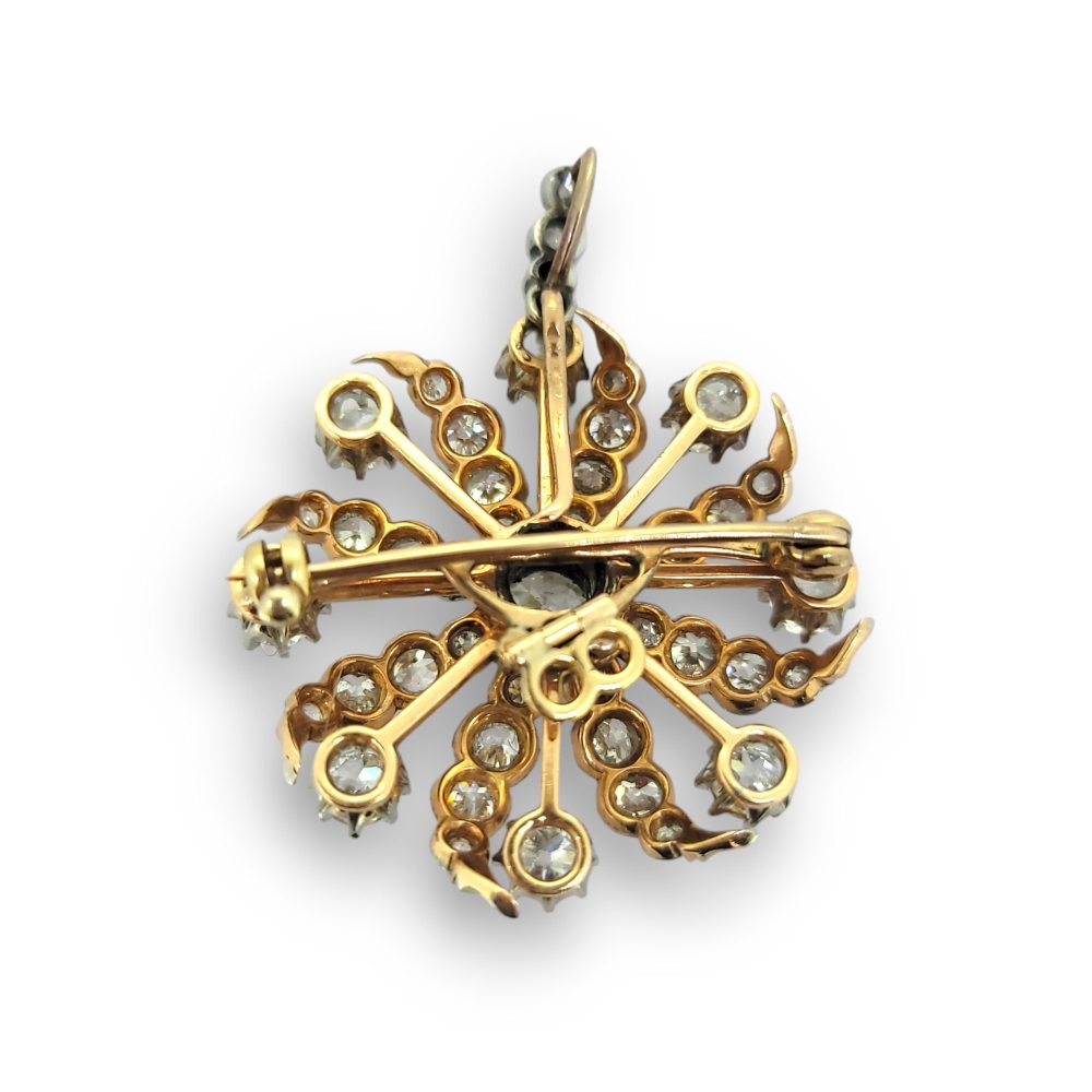 Victorian Antique 5ct Diamond Cluster Pendant come Brooch