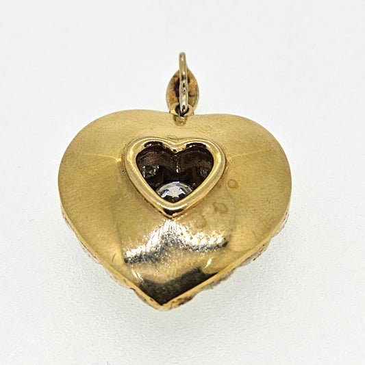 Old Cut Diamond Heart est.7cts Silver Set