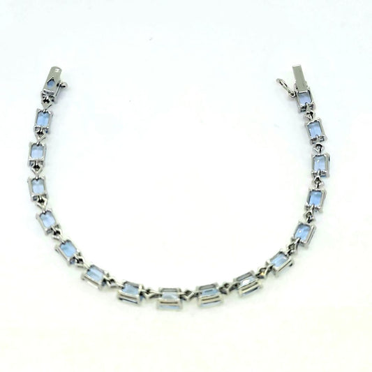 13.34ct Emerald Cut Aquamarine and Diamond Line Bracelet