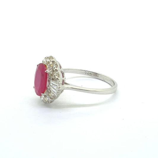 1.62ct Oval Ruby and Diamond Cluster Ring