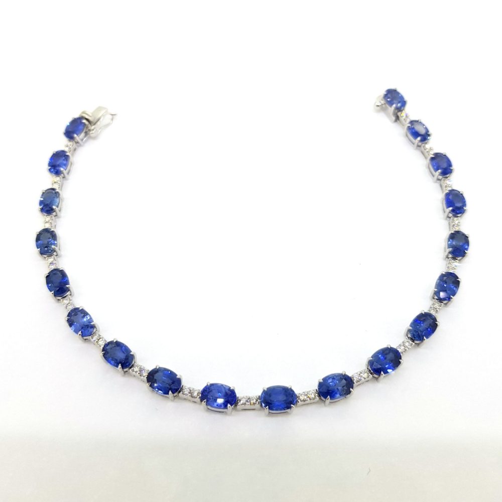 11.78ct Oval Sapphire and Diamond Line Bracelet