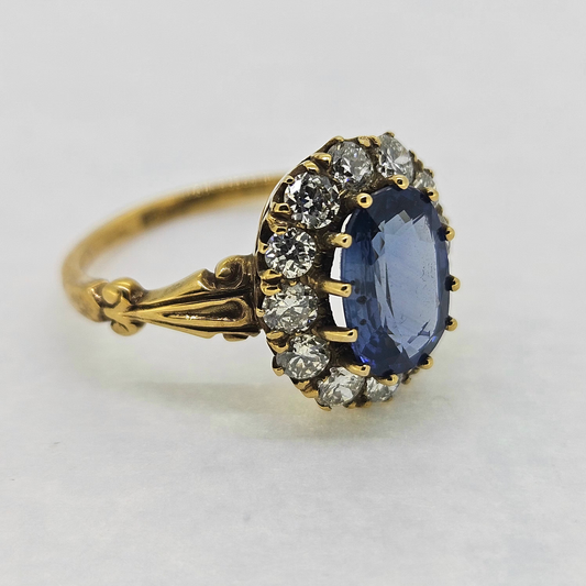 Sapphire and Diamond Cluster Engagement Ring S2.10 D.90 18ct