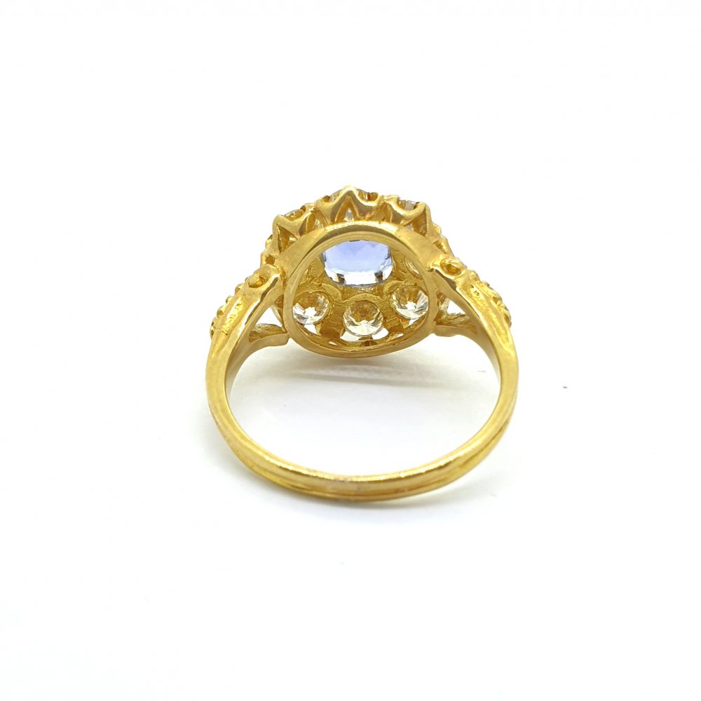 Antique Style Sapphire and Diamond Cluster Engagement Ring