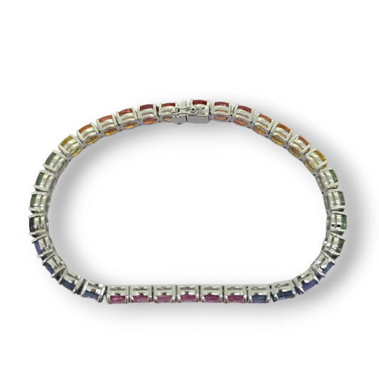 Multi Fancy Colour Rainbow Sapphire Line Bracelet, 16.10 carats