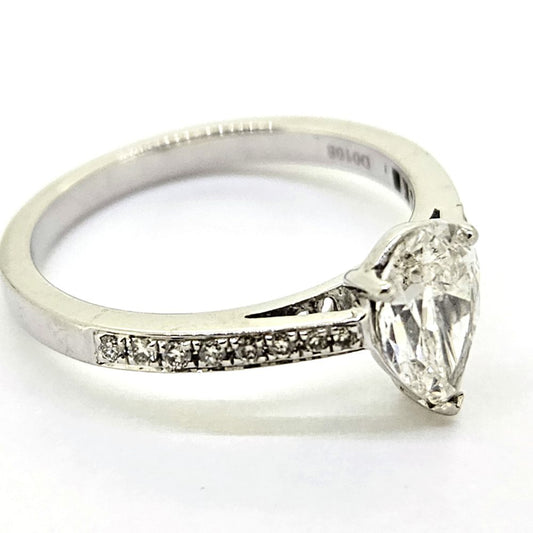 1ct Pear Cut Diamond Solitaire Engagement Ring, G/H Colour
