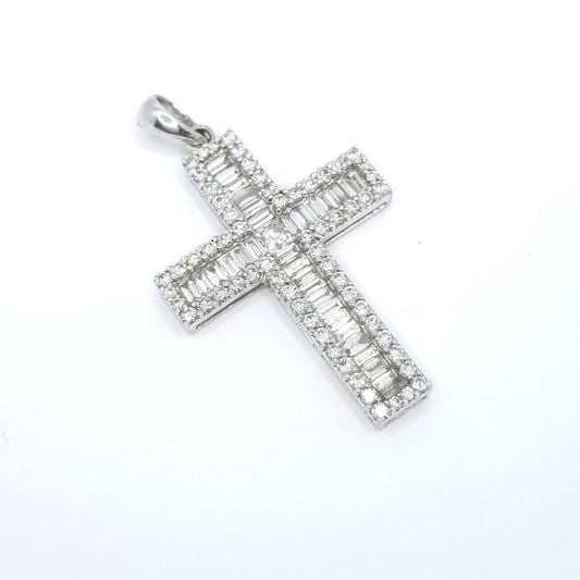 Baguette and Brilliant Cut Diamond Cross Pendant, 2.00 carat total