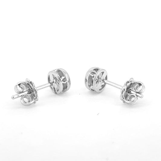 Diamond Stud Earrings in 18ct White Gold Rubover Setting, 0.60 carats