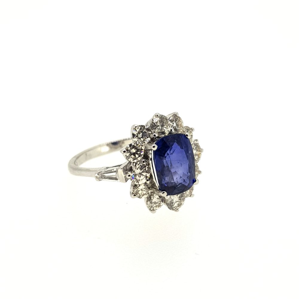 2.75ct Oval Sapphire and Diamond Cluster Ring