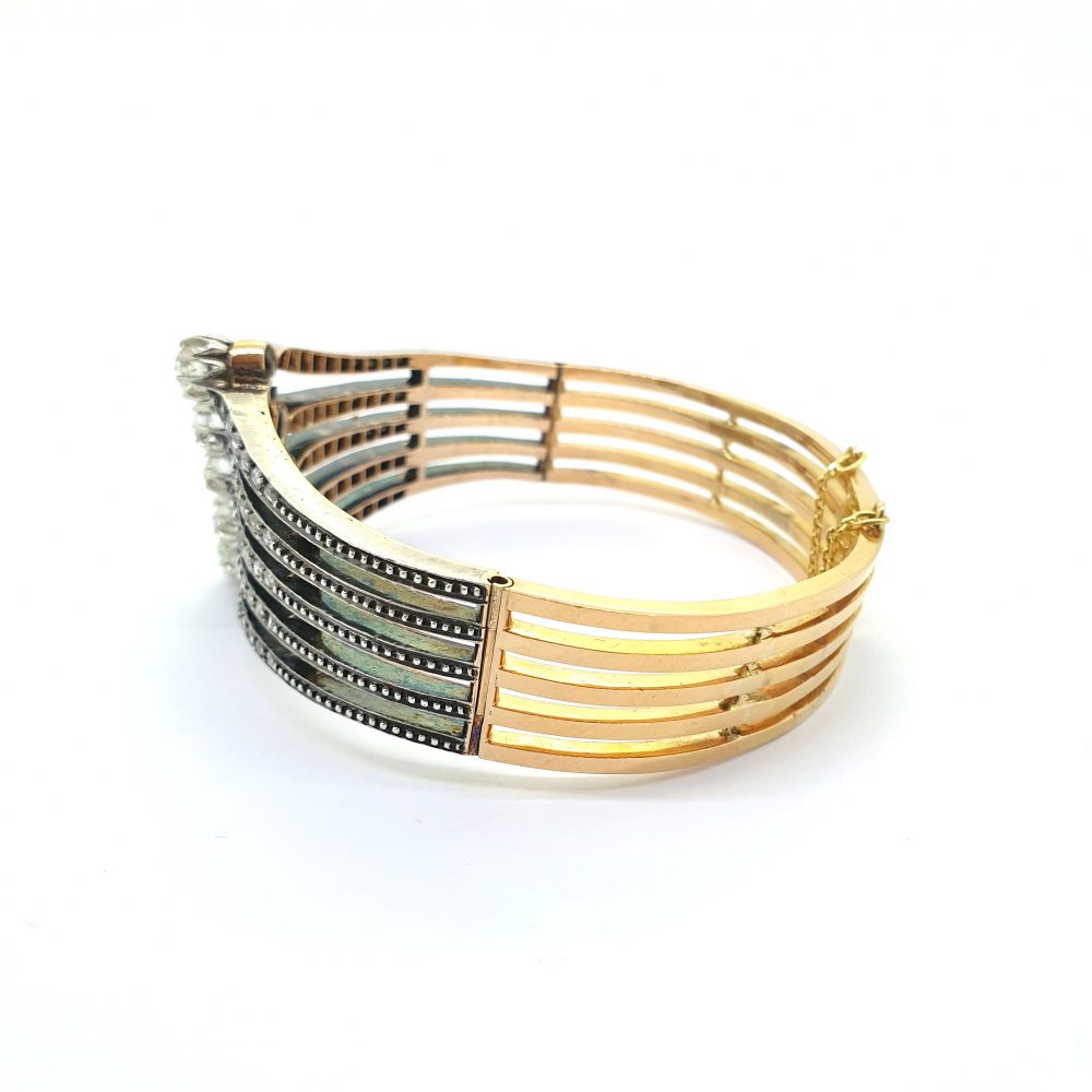Antique French Old Cut Diamond Bangle Bracelet