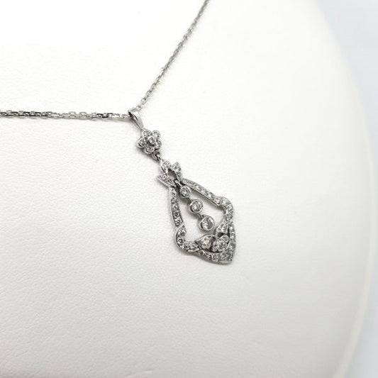 Art Deco Style Diamond Drop Pendant, 0.60 carat total