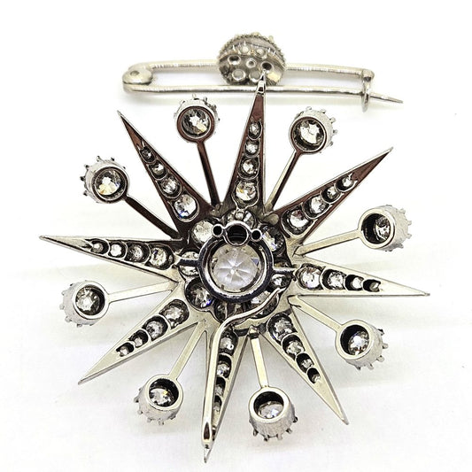 Antique Old Cut Diamond Star Brooch, 7.45 carat total