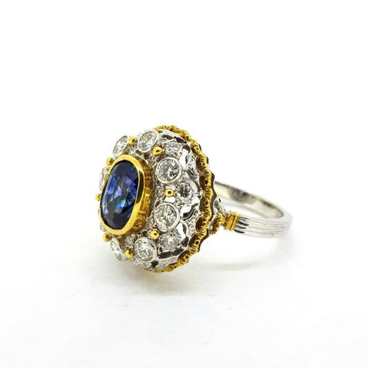 5.20ct Sapphire and Diamond Cluster Dome Dress Ring